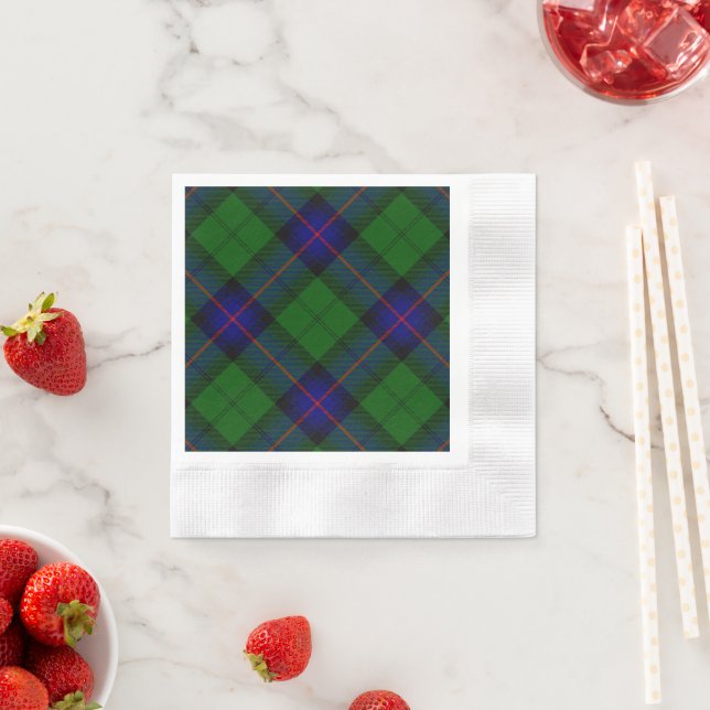 Serviettes Jetables Armstrong tartan bleu et vert plaid (En situation)