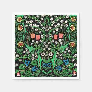 Serviettes Jetables Arrière - plan floral de William Morris et noir