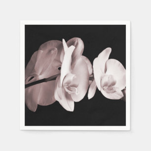 Serviettes Jetables Arrière - plan noir à la floraison blanche