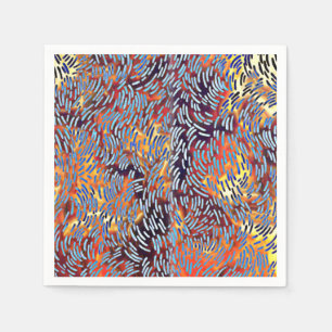 Serviettes Jetables Art Abstrait moderne rouge jaune noir