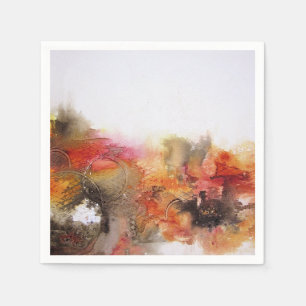Serviettes Jetables Art Abstrait rouge Brown orange blanc