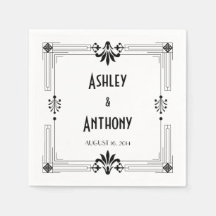 Serviettes Jetables Art Déco Roaring 20s Bride Groom Date Mariage