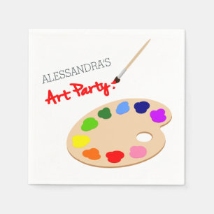 Serviettes Jetables Artiste Arc-en-ciel Palette Peinture Anniversaire