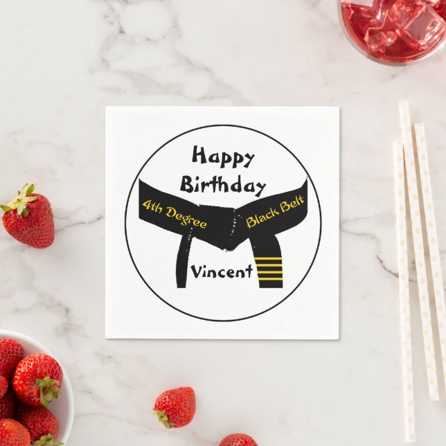 Serviettes Jetables Arts martiaux 4e Degré Ceinture noire Anniversaire (En situation)