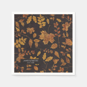 Serviettes Jetables Automne Rustique Golden Feuilles Élégant mariage