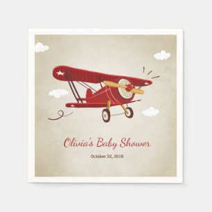 Serviettes Jetables Avion Baby shower Napkin Adventure Travel Plane