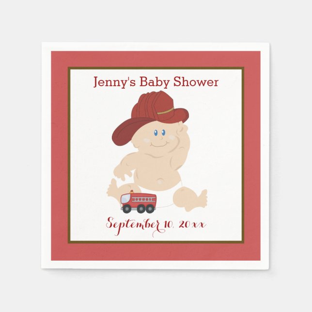 Serviettes Jetables Baby Firefighter Customisé serviettes (Devant)