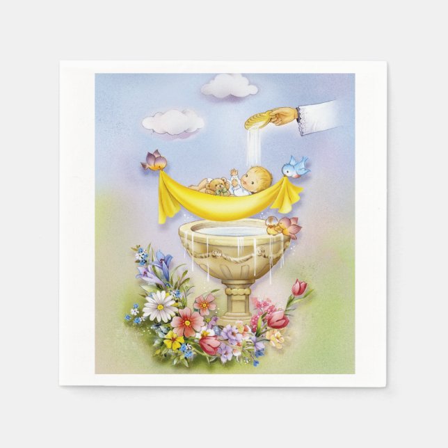 Serviettes Jetables Baby or infant baptism ceremony napkins (Devant)