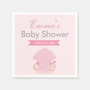 Serviettes Jetables Baby Safari rose Sleepy Elephant