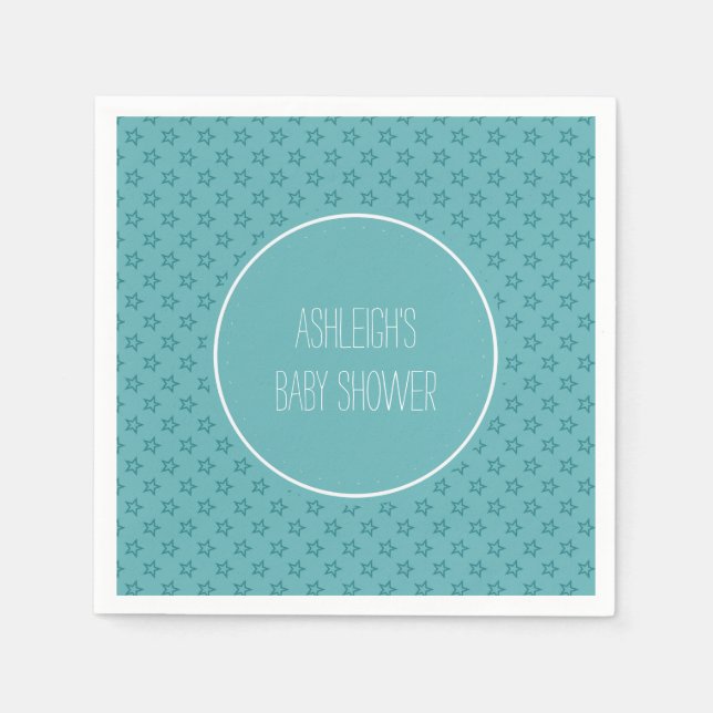 Serviettes Jetables Baby shower Aqua Stars (Devant)