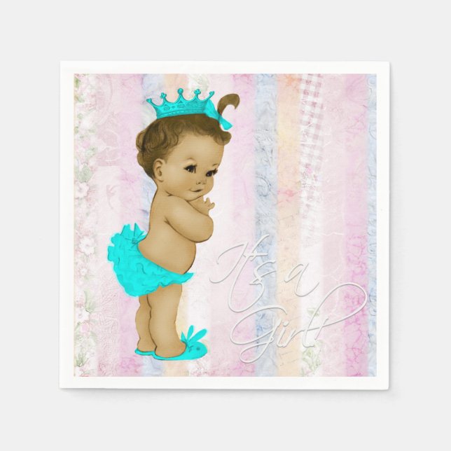 Serviettes Jetables Baby shower arc-en-ciel Pastel (Devant)