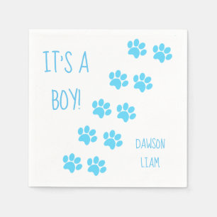 Serviettes Jetables Baby shower C'est un thème Garçon Bleu Empreintes 