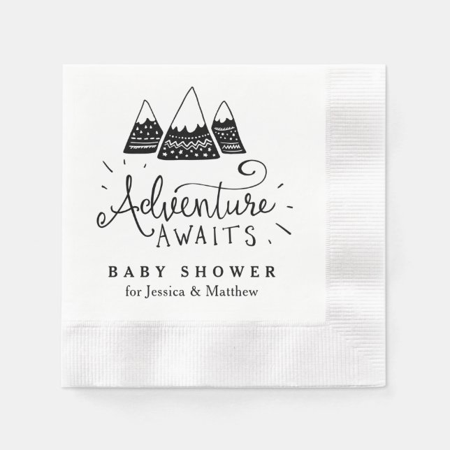 Serviettes Jetables Baby shower d'aventure serviettes avec de belles m (Devant)