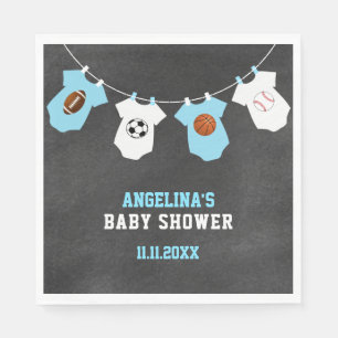 Serviettes Jetables Baby shower de garçon bleu de tableau de thème d