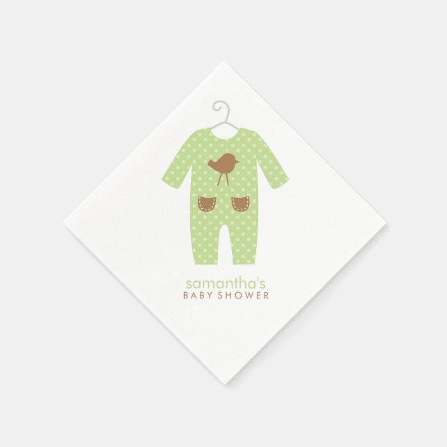 Serviettes Jetables Baby shower de tenue pour bébé vert (Coin)