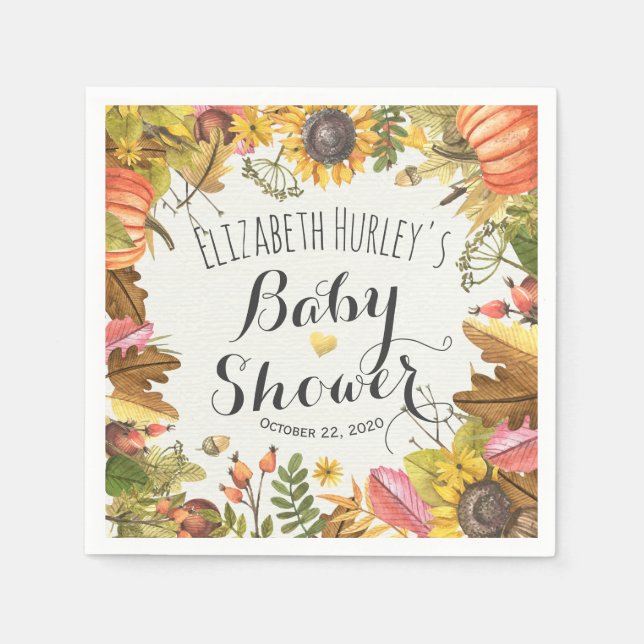 Serviettes Jetables Baby shower de tournesol Feuille d'automne (Devant)