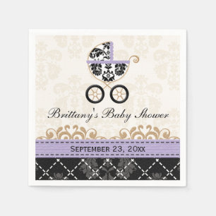 Serviettes Jetables Baby shower de transport Lavender Damask