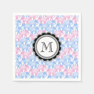 Serviettes Jetables Baby shower des éléphants ou révélation de genre