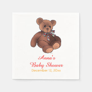 Serviettes Jetables baby shower d'ours en peluche marron mignon