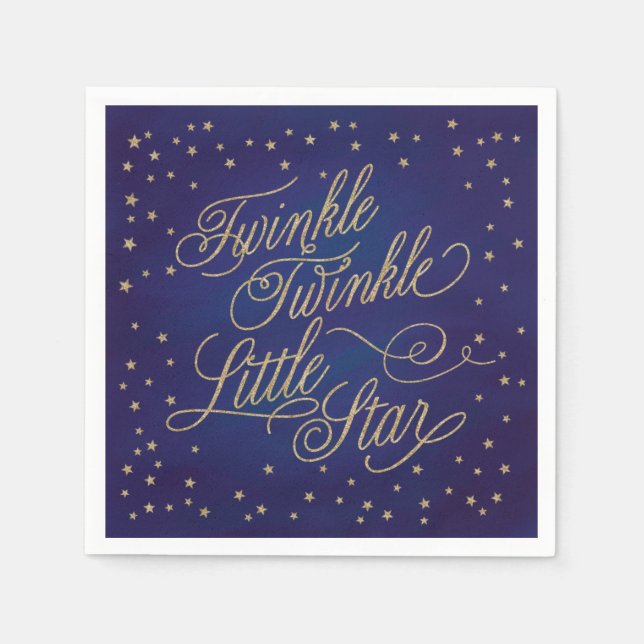 Serviettes Jetables Baby shower en or Twinkle Little Star (Devant)