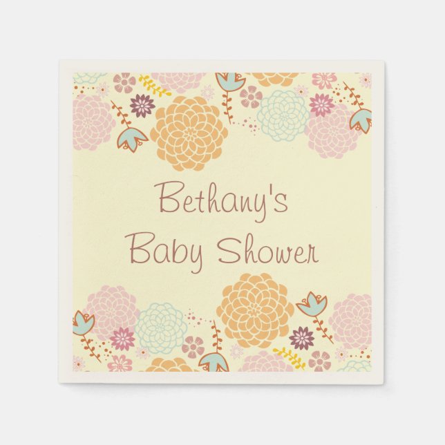 Serviettes Jetables Baby shower Fancy Floral Moderne (Devant)