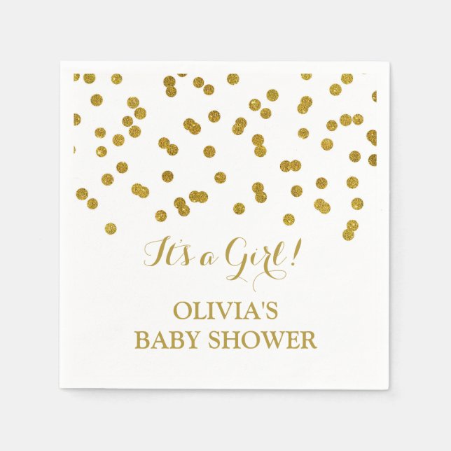 Serviettes Jetables Baby shower Gold Confetti (Devant)