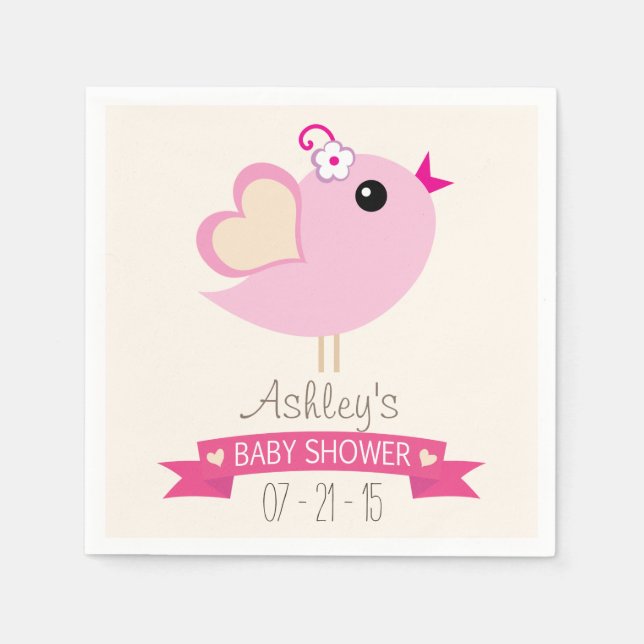 Serviettes Jetables Baby shower Inséparable rose clair (Devant)