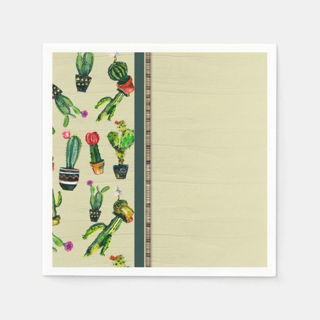 Serviettes Jetables Baby shower naturel du sud-ouest de Cactus Plante (Devant)