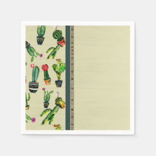 Serviettes Jetables Baby Shower Naturelle Plante de Cactus du Sud-Oues