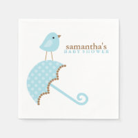Baby shower Oiseau Parapluie Bleu