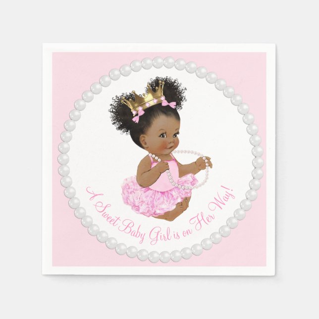 Serviettes Jetables Baby shower Pearl de la princesse africaine Napkin (Devant)