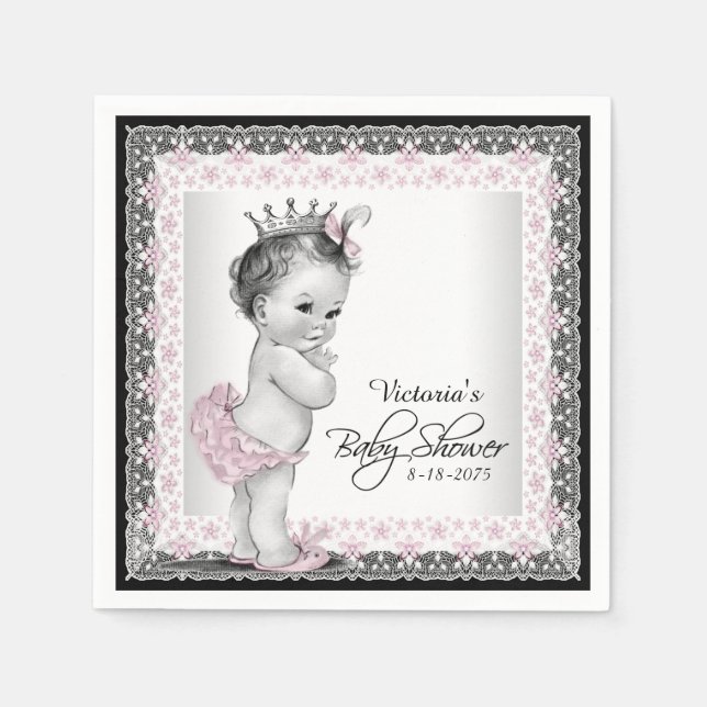 Serviettes Jetables Baby shower Princesse vintage (Devant)