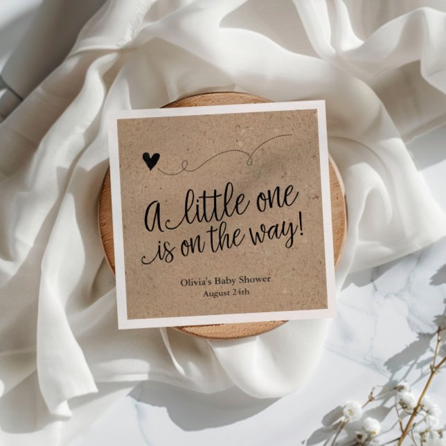 Serviettes Jetables Baby shower rustique, Kraft, Napkine personnalisée (Créateur téléchargé)