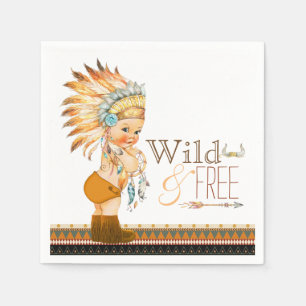 Serviettes Jetables Baby Shower Tribal Sauvage et Libre Garçon