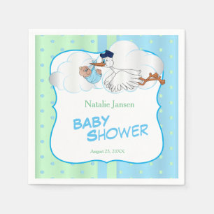Serviettes Jetables Baby Stork avec un mignon petit bébé garçon