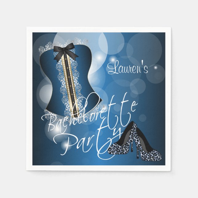 Serviettes Jetables Bachelorette de lingerie glamour | Bleu (Devant)