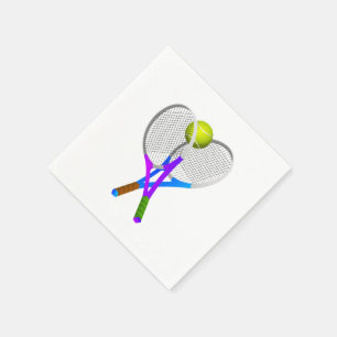 Serviettes Jetables Balle de tennis et raquettes