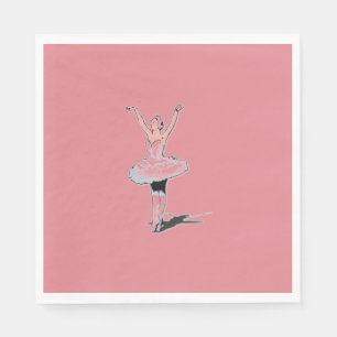 Serviettes Jetables Ballet Thème Pink Ballerina Fille Anniversaire