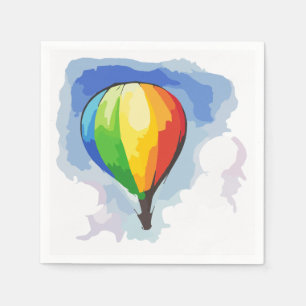 Serviettes Jetables Ballon à air chaud d'arc-en-ciel