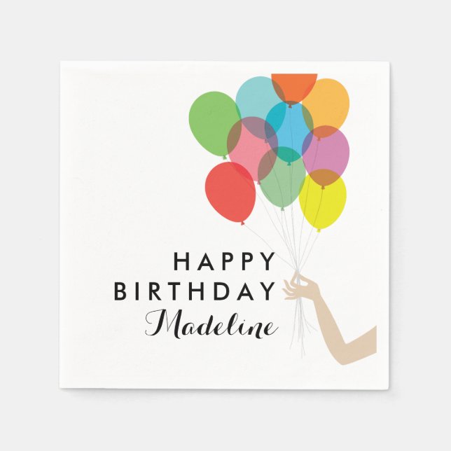 Serviettes Jetables Ballons lumineux Customisés de joyeuses serviettes (Devant)