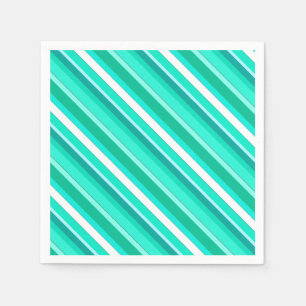 Serviettes Jetables Bandes de bonbons en couches - turquoise et blanch