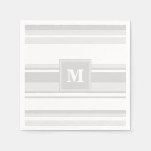 Serviettes Jetables Bandes gris clair monogrammes