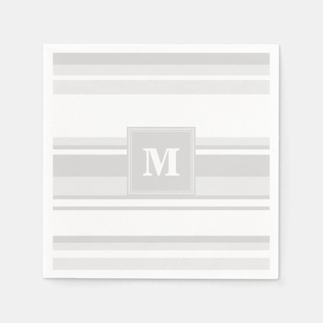 Serviettes Jetables Bandes gris clair monogrammes (Devant)