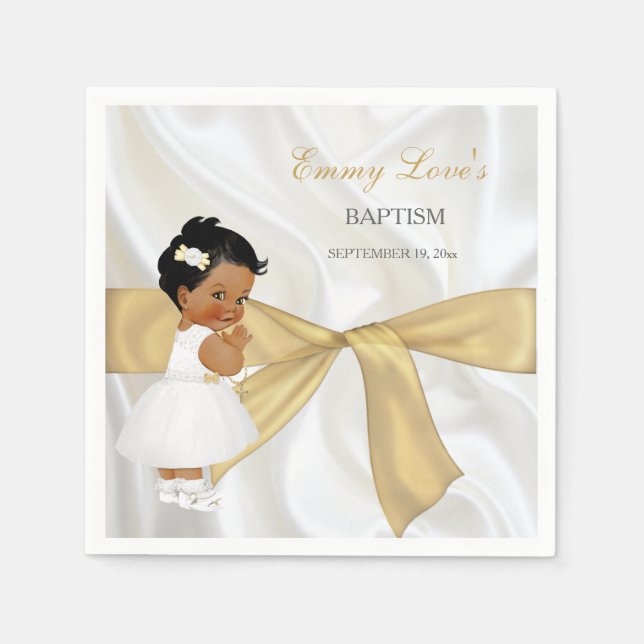 Serviettes Jetables Baptême Africaine Américaine Fille Baptême Christe (Devant)