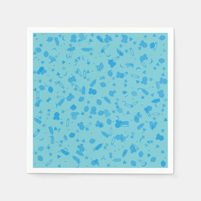 Serviettes Jetables Baptême de baptême de confettis de bleus layette (Devant)