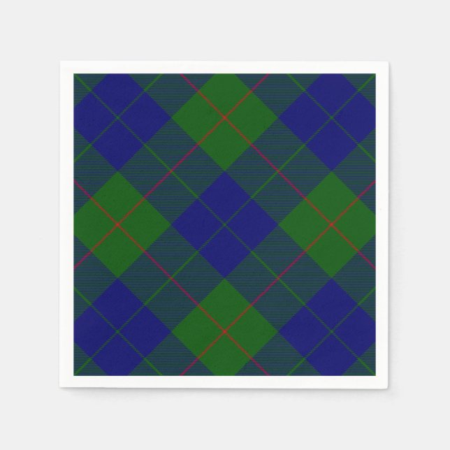 Serviettes Jetables Barclay tartan bleu vert plaid (Devant)