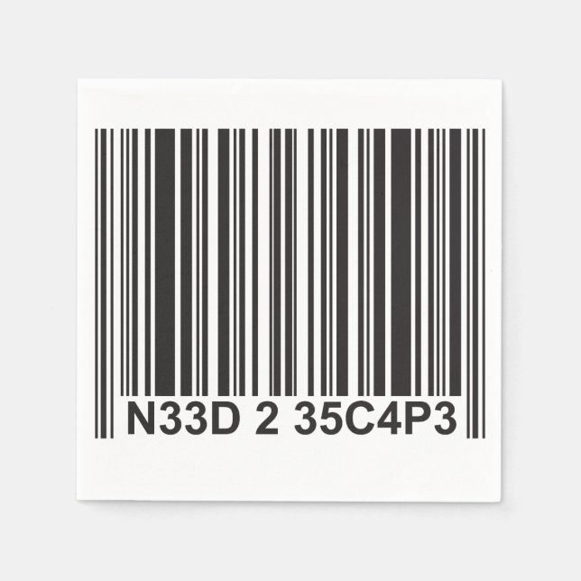 Serviettes Jetables Barcode Leetspeak - Besoin d'échapper (Devant)