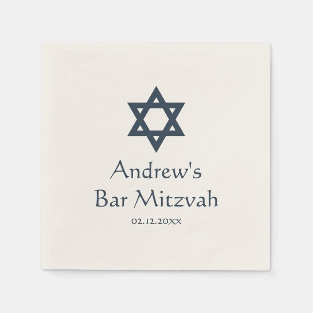 Serviettes Jetables Barre bleu foncé Mitzvah Personnalisé (Devant)