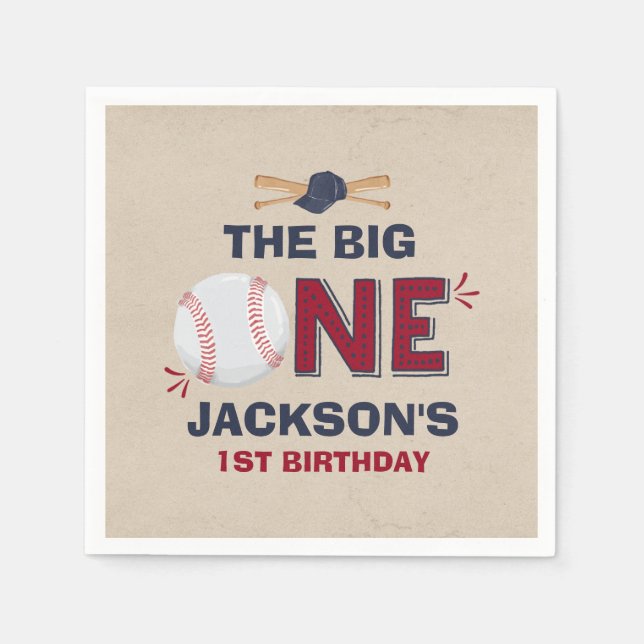 Serviettes Jetables Baseball Party Napkin Baseball 1er anniversaire (Devant)