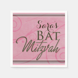 Serviettes Jetables Bat mitzvah de concepteur tourbillonnant rose